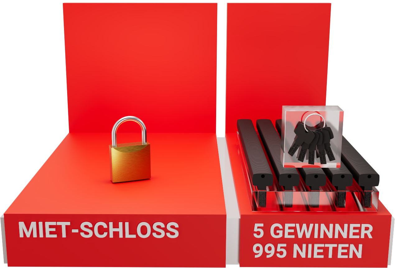 Paket 1.000 Schlüssel: Mietschloss, 5 Gewinner- und 995 Nieten-Schlüssel